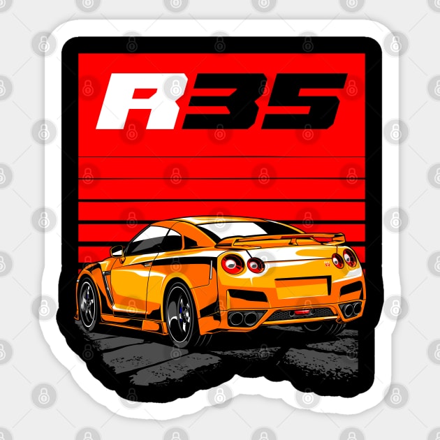 Nissan GTR 35 Orange Sticker by aredie19